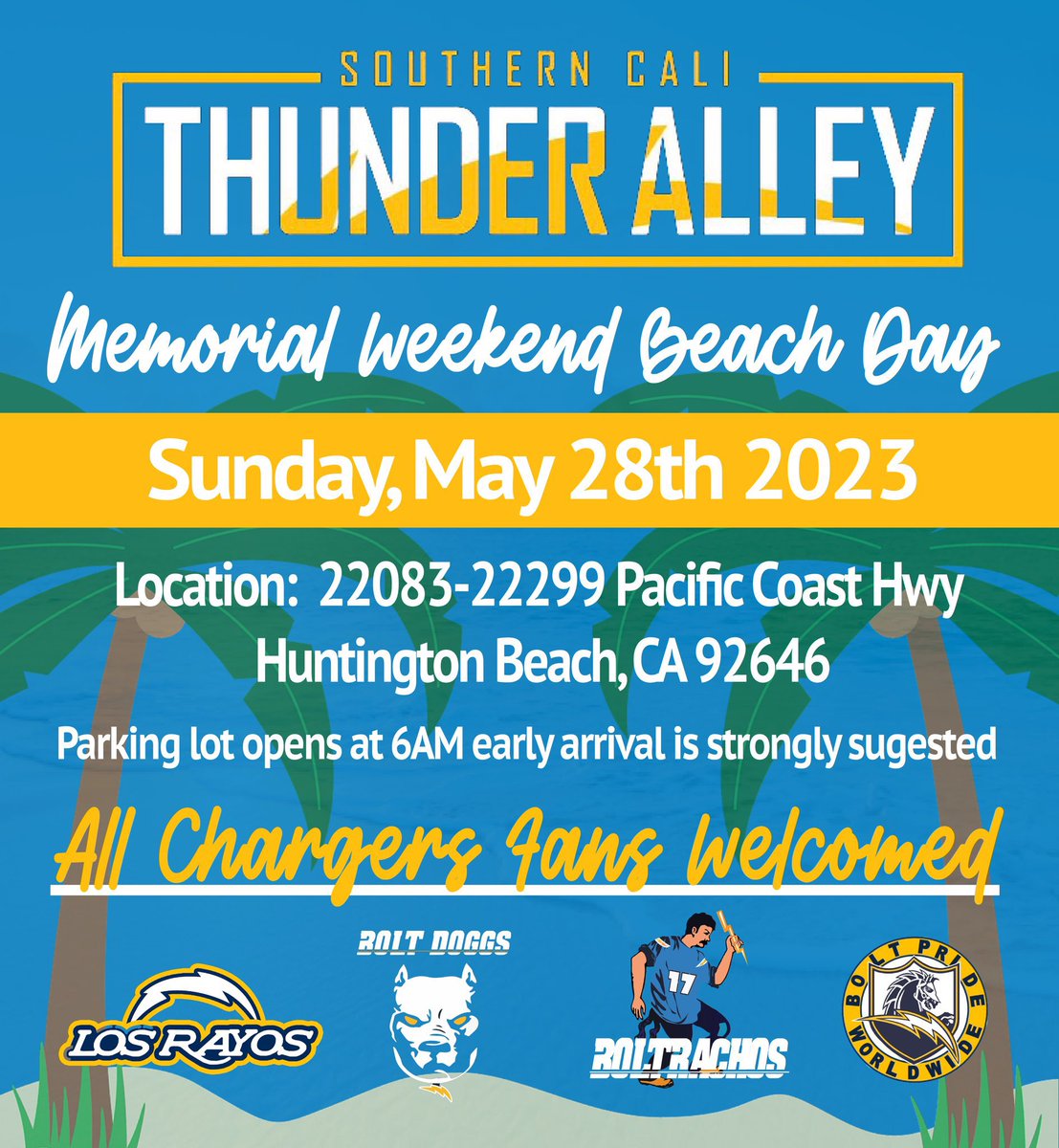 Join The #ThunderAlley FAM⚡️LY this Sunday our Memorial Day weekend at The Beach ⚡️☀️👙🩳🌊🏖️