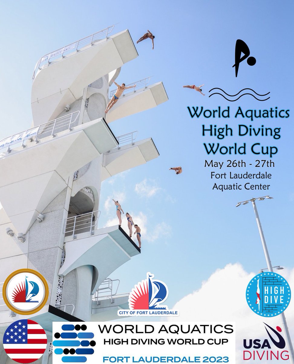 StraightSpeedos's tweet photo. The kick-off to a Summer of High Diving begins in So Florida this week! The @WorldAquatics High Diving World Cup begins May 26 at Fort Lauderdale's Aquatic Center. The newly renovated venue boasts one of the highest platforms in the world. 
#HighDiving #USADiving #WorldAquatics https://t.co/hyfvpTI4n3