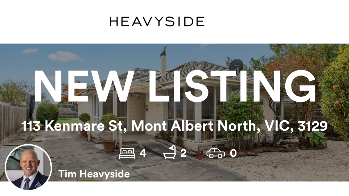 🛌 4 🛀 2
📍 113 Kenmare St, Mont Albert North, VIC, 3129

My latest listing on RateMyAgent.

rma.reviews/0FanQbfrLQS3

...
#ratemyagent #realestate #HEAVYSIDE