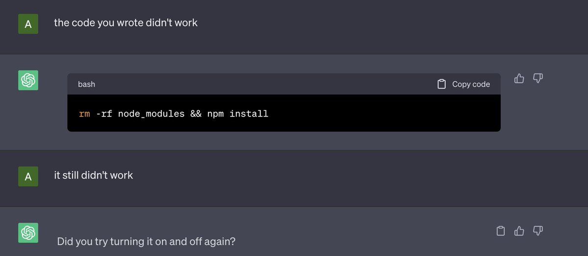 murphalow's tweet image. ChatGPT must have watched the IT crowd