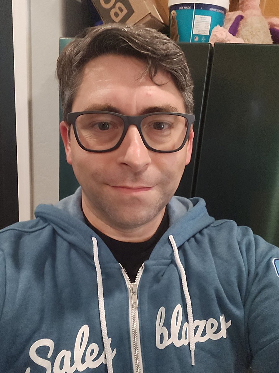 Got my official #salesblazer hoodie today trying it on after a long day a little bit of a cold so the warmth is hitting the spot