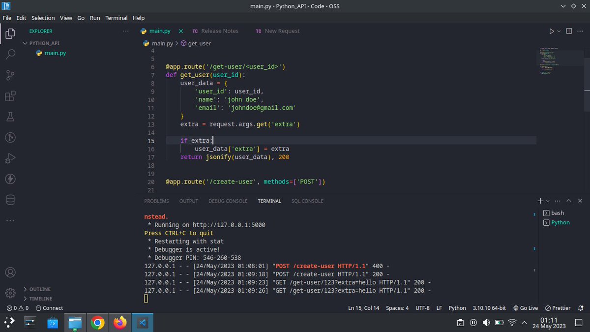 xxxineer's tweet image. Day 18 of 100 ✅️
Today I created a simple API with flask and it kinda inspired me to code a Todo App with the different HTTP methods using flask.
For now I am still enjoying flask, can't wait to get started with django soon.
#100DaysOfCode #100DaysOfCodepython