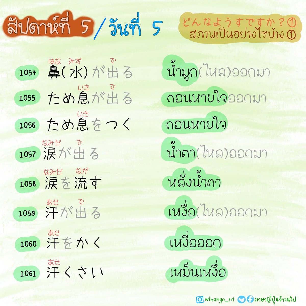 ThaijinJ's tweet image. 24/5/2023

คำศัพท์ N3 
1050-1071
.
.

บอกตัวเองว่า &quot;ไม่มีอะไรที่เราทำไม่ได้หรอก&quot;
บอกมันทุกวันค่ะ .. ✌️
วันนี้จำไม่ได้ .. พรุ่งนี้ เราจะจำได้ 

.
.
#คำศัพท์N3 
#日本語総まとめN3語彙
#JLPTN3