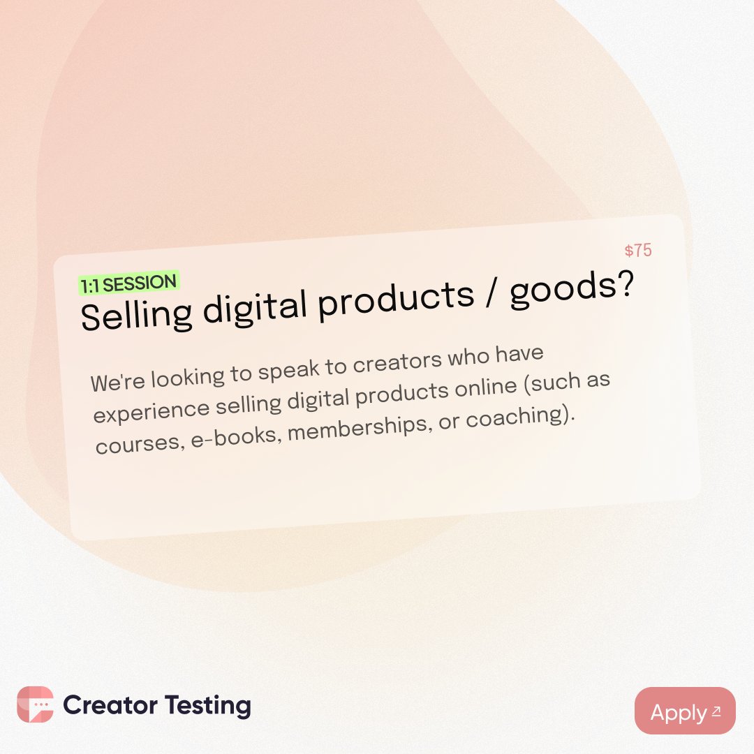 New Paid Research Opportunity

Who: Creators who have sold digital products
Rate: $75
Duration: 30 minute call

creatortesting.com/opportunity/59…