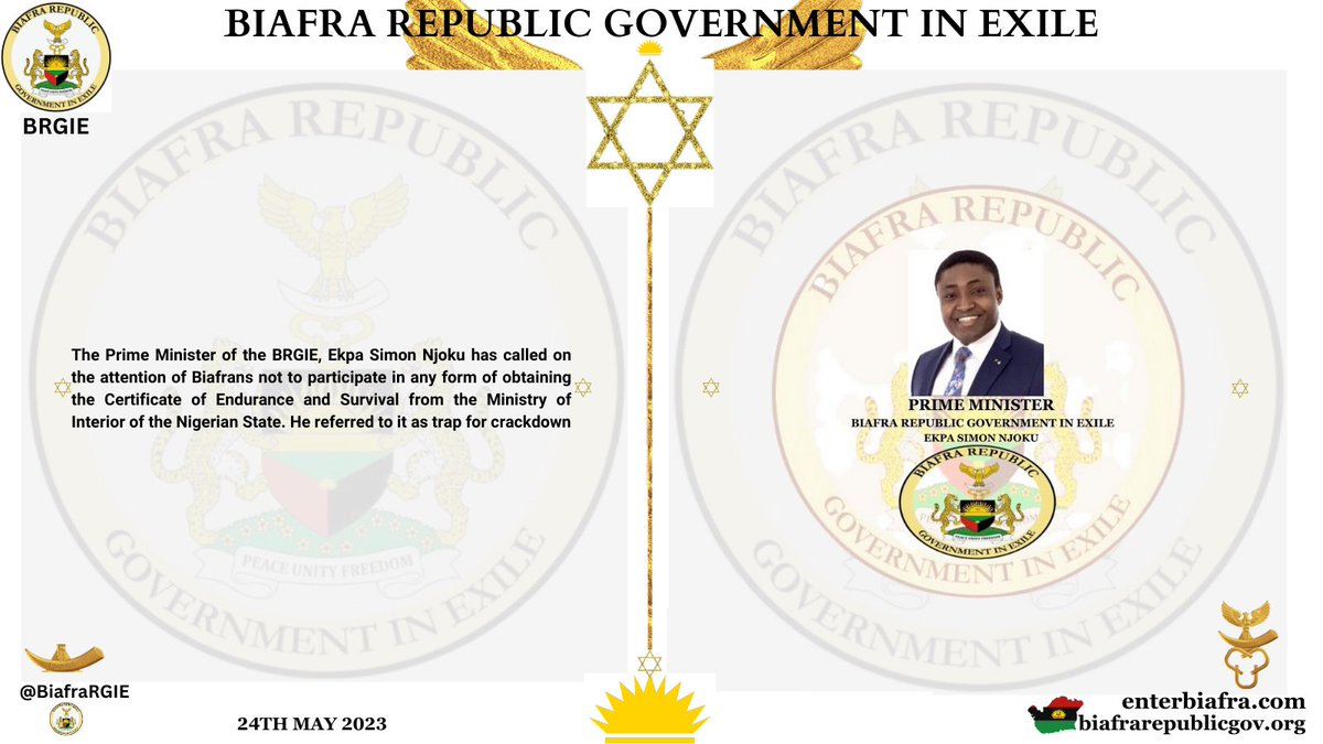 Biafra Republic Government In-Exile (@BiafraRGIE) on Twitter photo 2023-05-23 23:20:00
