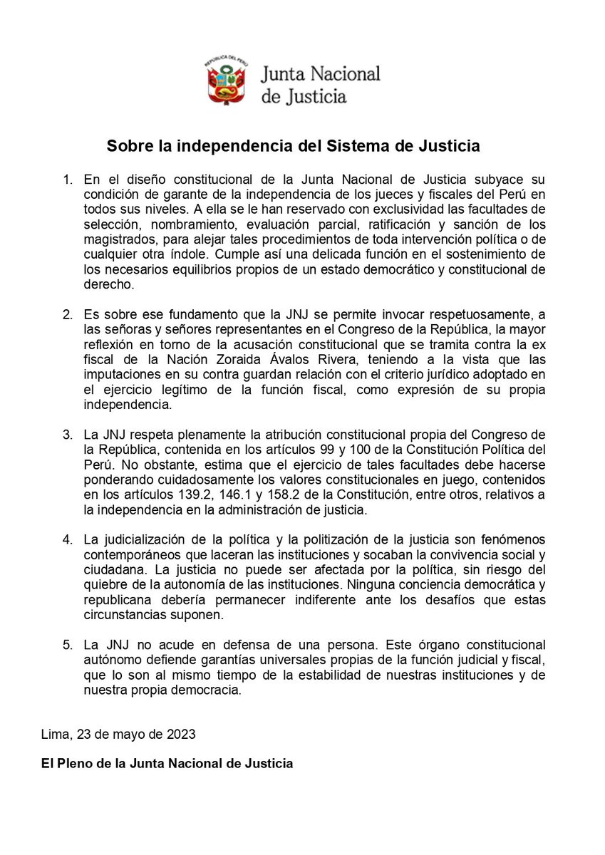 Junta Nacional de Justicia tweet media
