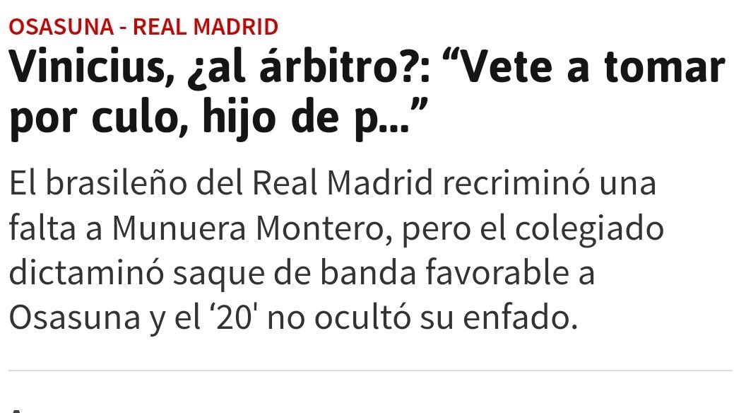 antonioblesa_'s tweet photo. 𝗨𝗻 𝗲𝘀𝗰𝗮́𝗻𝗱𝗮𝗹𝗼 𝗮𝗯𝘀𝗼𝗹𝘂𝘁𝗮𝗺𝗲𝗻𝘁𝗲 𝘃𝗲𝗿𝗴𝗼𝗻𝘇𝗼𝘀𝗼...

📌 El comité de competición deja sin efecto alguno la roja mostrada a Vinicius. Es la primera vez en la historia que retiran la expulsión de un jugador que agrede a otro futbolista, teniendo imágenes y un acta arbitral que atestigua lo ocurrido. Se está eximiendo el hecho de que un jugador agrede a otro compañero, bañado única y exclusivamente por el tema del racismo.

📌 Han actuado correctamente con el cierre parcial de la grada de Mestalla, es más que merecido. Lo que es incomprensible es el hecho de que tras la revisión de imágenes de lo ocurrido en Valencia, en lugar de castigar también a Hugo Duro por agarrar del cuello a Vini, se le perdone a éste la roja directa. Todo esto, para limpiar la imagen del racismo del que está manchada esta liga.

🤔 No recuerdo precisamente, que LaLiga actuase de igual forma en las siguientes situaciones:

▪️Vinicius llama "hijo de puta" y "loco" a los árbitros. 𝗦𝗜𝗡 𝗦𝗔𝗡𝗖𝗜𝗢́𝗡 ❌
▪️Valverde golpea a Baena en el parking. 𝗦𝗜𝗡 𝗦𝗔𝗡𝗖𝗜𝗢́𝗡 ❌
▪️En Cornellá, más de 100 aficionados del Espanyol saltan al campo para agredir a los jugadores del Barça. 𝗦𝗜𝗡 𝗦𝗔𝗡𝗖𝗜𝗢́𝗡 ❌

👉 Florentino Pérez exigió cambiar las reglas y no sólo lo ha conseguido, le han entregado las llaves de todos los organismos para llevarlos y dirigirlos a su merced. Uno de los mayores bochornos de la historia del fútbol español.