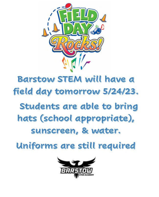 BarstowSTEM's tweet photo. FIELD DAY TOMORROW! https://t.co/usnvgqiSSV