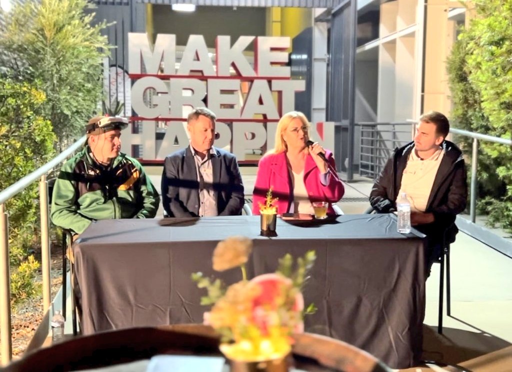 AUADRT's tweet image. Here's a great pic of #MacDaddy on a panel with local industry and education leaders. #SendIt!