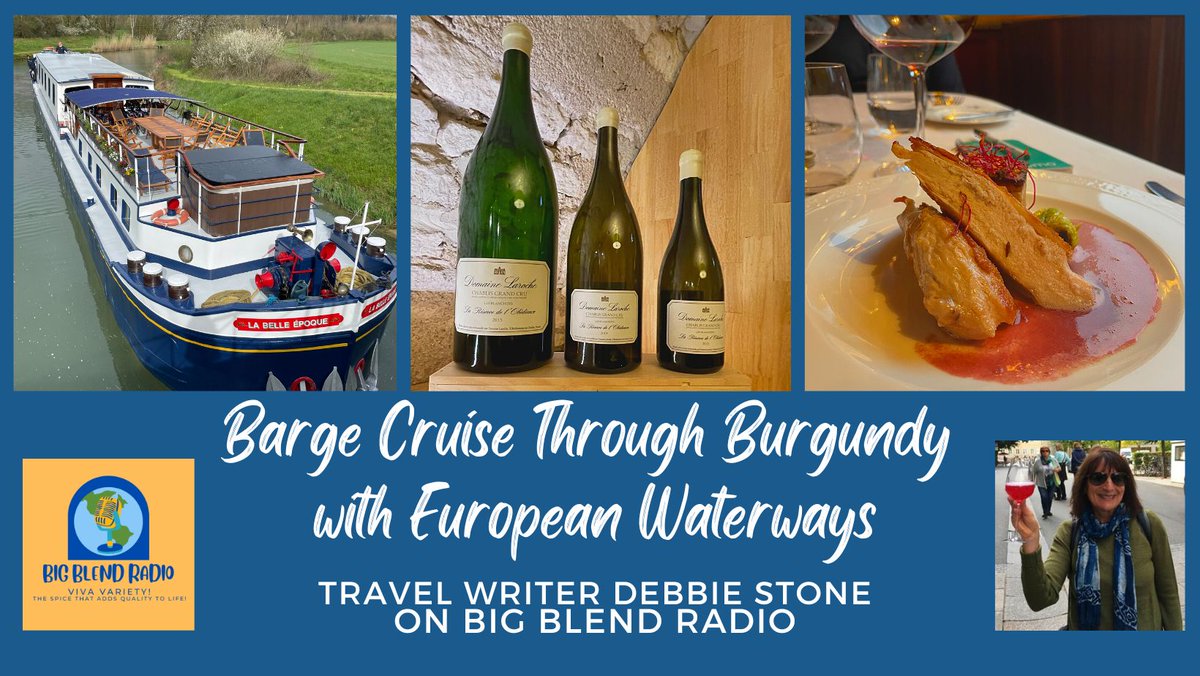 On #BigBlendRadio now, travel writer Debbie Stone @travelstonedeb shares her Barge Cruise experience meandering through the French countryside along the Burgundy Canal with European Waterways @europewaterways. Listen: shows.acast.com/bigblendradio-… #cruise #France