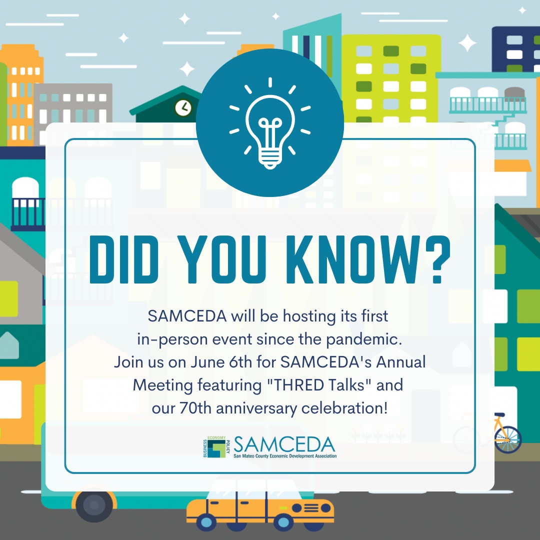 SAMCEDA's tweet image. 💡#DidYouKnow that #SAMCEDA will be hosting our first in-person event since the pandemic? 

🎉Join us for SAMCEDA&apos;s Annual Meeting feat. #THREDTalks &amp;amp; our 70th anniversary celebration!

🗓️ Date: June 6⁠
⏰ Time: 3-6PM
📍 Location: @sanmateoevntctr
🎟️ Tix: bit.ly/40VknRV