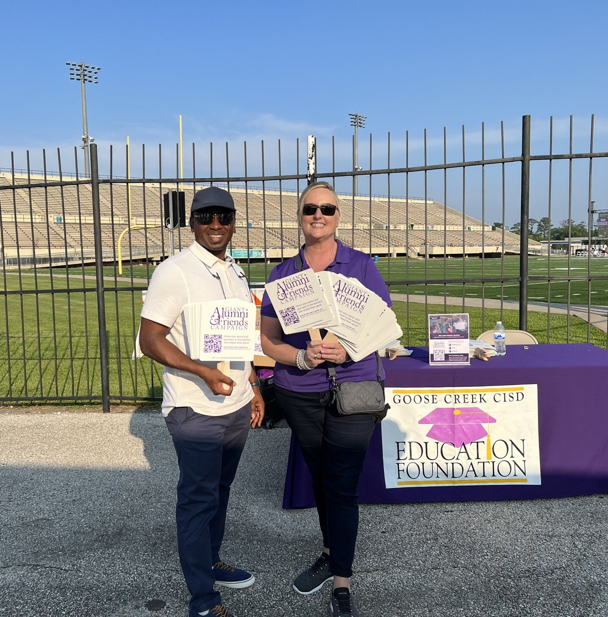 Stop by the <a href="/GCCISDEdFo/">Goose Creek CISD Education Foundation</a> table to say hi to our Board of Directors &amp; pick up a paper fan! #SCTHSCLASSOF2023
#gcGIANTS #backtostallworth
