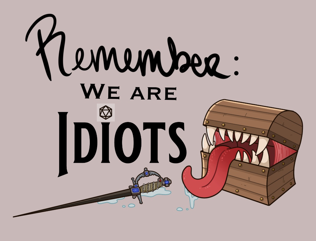 So excited to take my beloved idiots (self-proclaimed) back until my homebrew works of Evalii tonight! 😁

I can't believe we're already to episode 87 &amp; the party is level 13! 🤯
(Also, find this design in our merch store on Tw !tch &amp; linktree 😆) #gm #femmegm #dm #actualplay