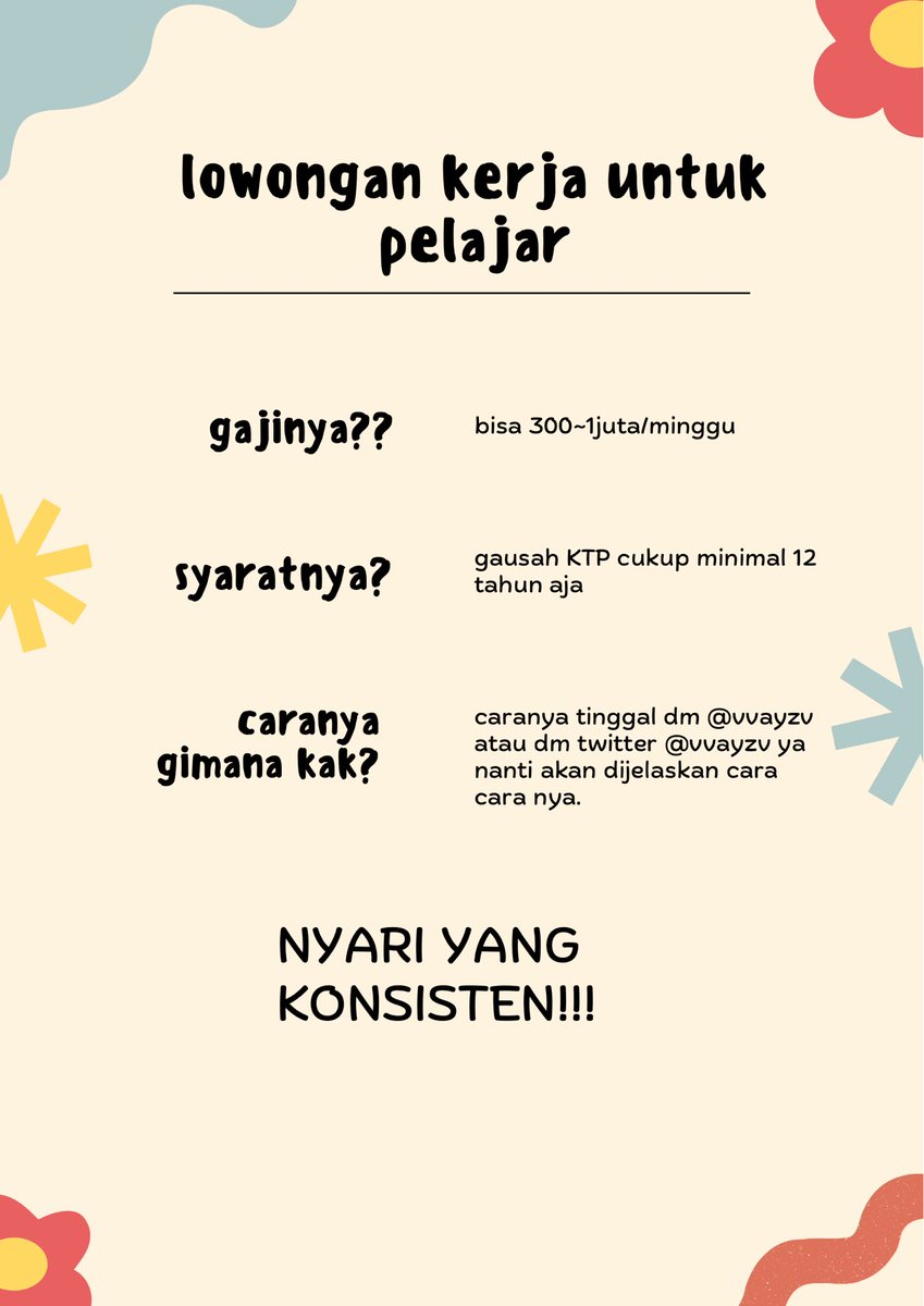 vvayzv's tweet photo. lumayan kan itu gajinya?? yang mau tanyatanya seputar itu boleh dm ya ke ig atau pun twitter. kerjaannya dijamin aman banget, tapi harus konsisten! https://t.co/iUgcIneqB0