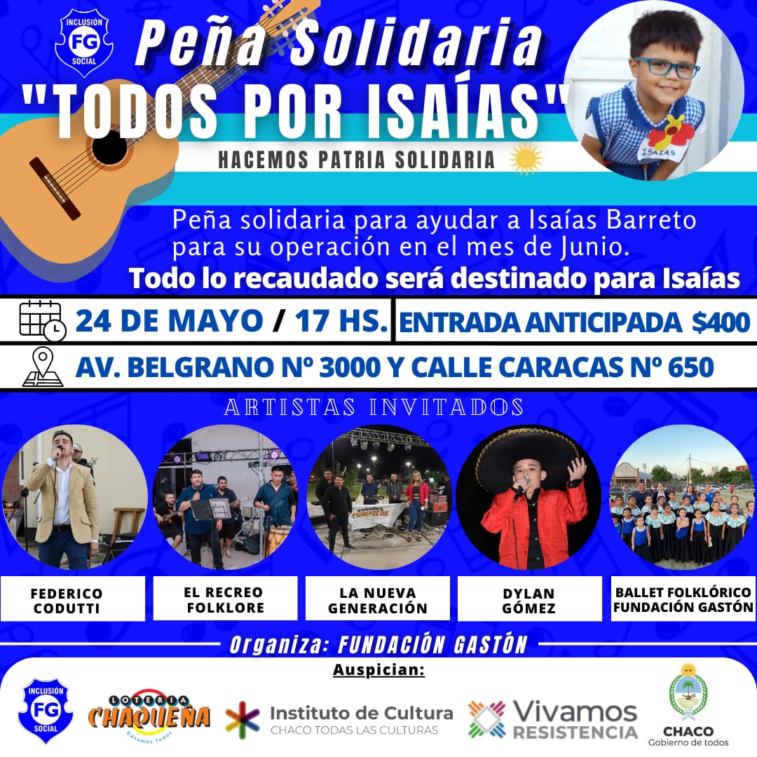 GastonFundacion's tweet photo. Peña Solidaria "Todos Por Isaías"

En Fundacion Gaston 💙

Hacemos Patria Solidaria 🇦🇷

Te Esperamos Mañana 17hs! https://t.co/E6FR7w2Cpj