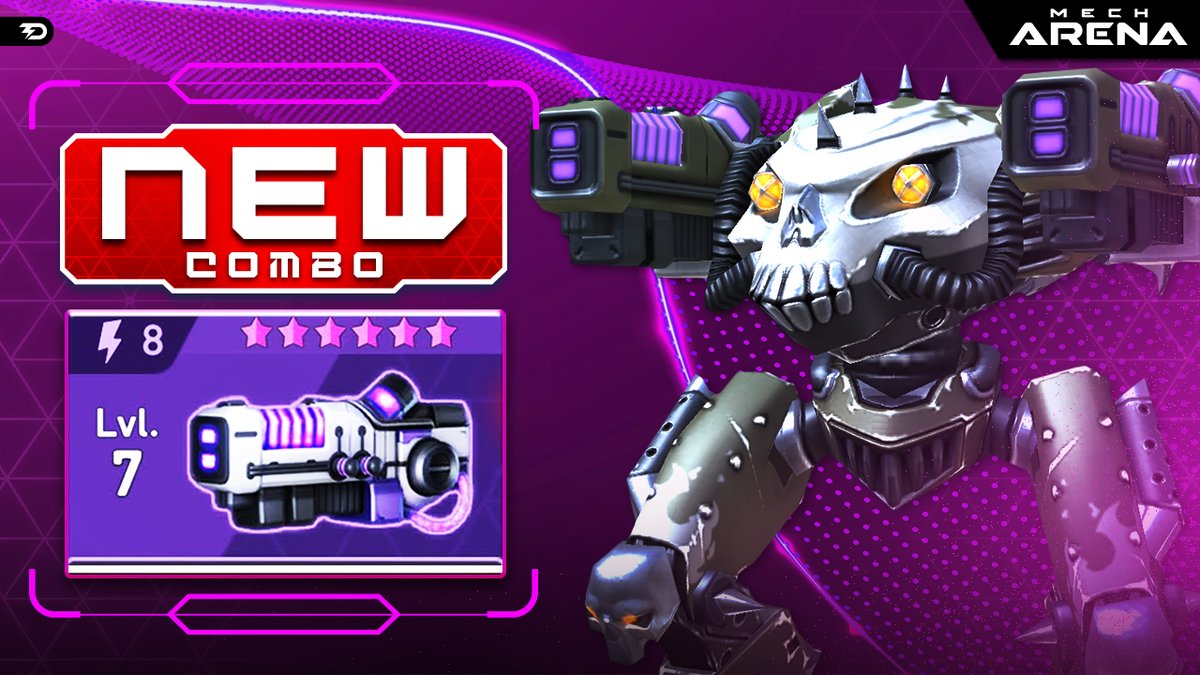 Desink9's tweet photo. 📢NUEVA Fusion Canon 8 + Shadow😍

Hoy es turno la nueva arma de asalto que llega a @MechArenaMobile 💜 Click y disfruta del Gameplay

https://t.co/2yHdWbCv2V https://t.co/kpSmIphUoF
