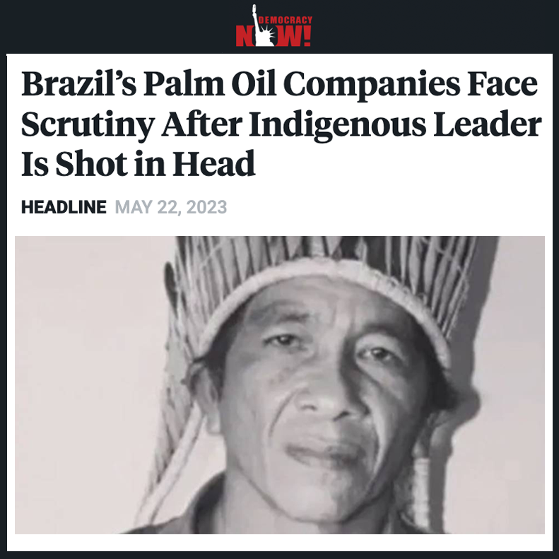 BREAKING: Masked gunmen shot Brazilian Indigenous leader Lúcio Tembé in an assassination attempt. Tembé is fighting to stop the production of palm oil on his ancestral lands; he is now fighting for his life.

Attacks on Earth Defenders must stop.💔🙏
news.mongabay.com/2023/05/indige…