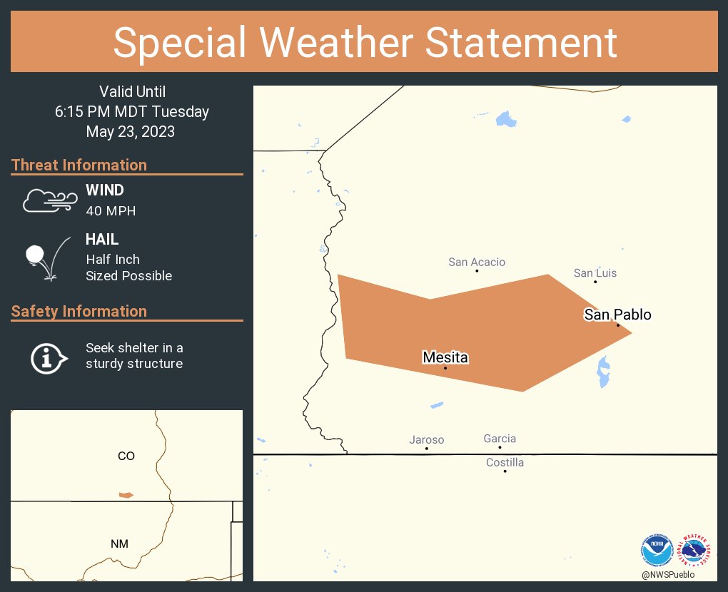 NWS Pueblo on Twitter "A special weather statement has been issued for