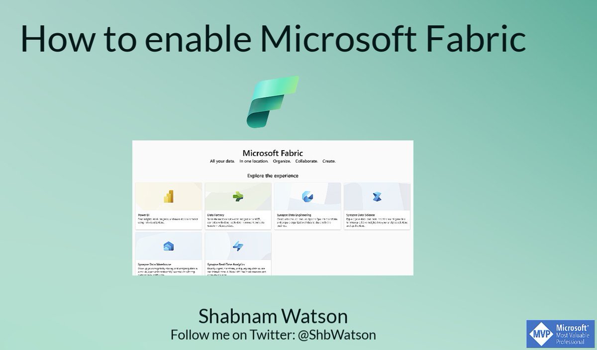 ShbWatson's tweet image. Watch this short video to see how you can enable Microsoft Fabric in your Power BI tenant.
youtube.com/watch?v=V5wiky…
#MicrosoftFabric #PowerBI #SynapseAnalytics #DataFactory #lakehouse #warehouse