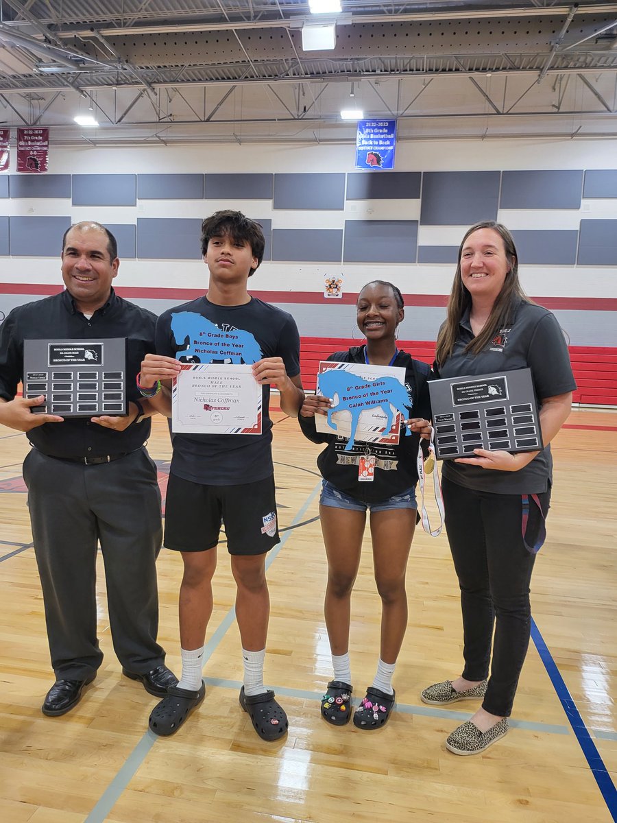 Thank you coaches <a href="/bohls_athletics/">Bohls MS Athletics</a>, for pouring into me for the last 2 years. It's such an honor to be a part of Bohls' history and be recognized as the 8th grade Female Bronco of the Year!! 
-Volleyball, Basketball, Track
#beunstoppable #EarnedNotGiven
<a href="/AustinJuniors/">Austin Junior Volleyball</a>