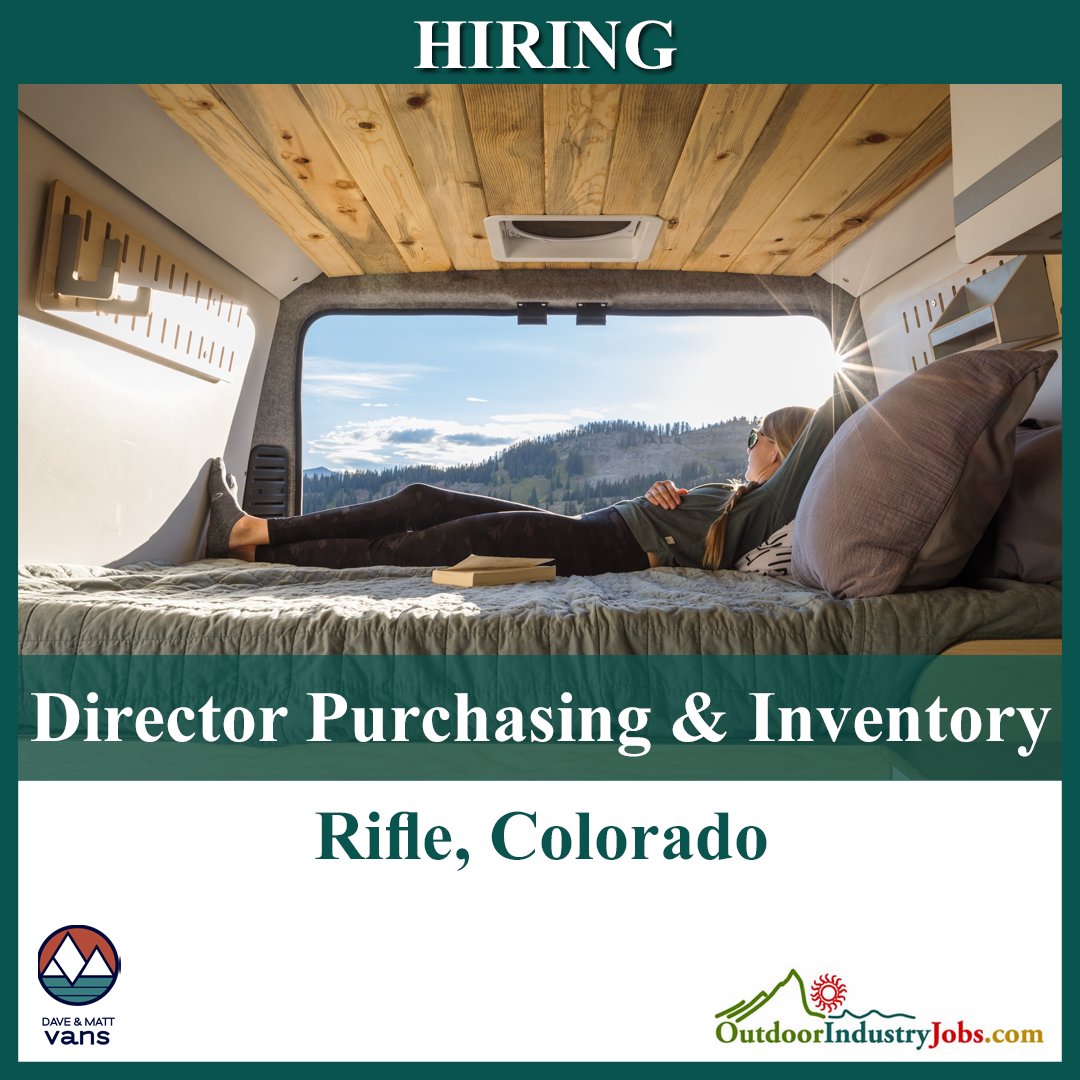 Outdoor_Jobs's tweet photo. Dave & Matt Vans is hiring a Director of Purchasing & Inventory in Rifle, Colorado.
Apply Here: https://t.co/BYaPoIMc3B
#daveandmattvans #OutdoorIndustry #Hiring #Job #JobSearch #vanlife #vanbuild #VanLifeCulture #VanLifeMagazine #HomeisWhereYouParkIt https://t.co/nCJZ46epUT