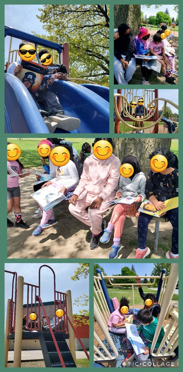 MsSelvin's tweet photo. A great day of outdoor reading with our buddies! 🌞 @tdsb_SMPS https://t.co/2CZeoZgb2m
