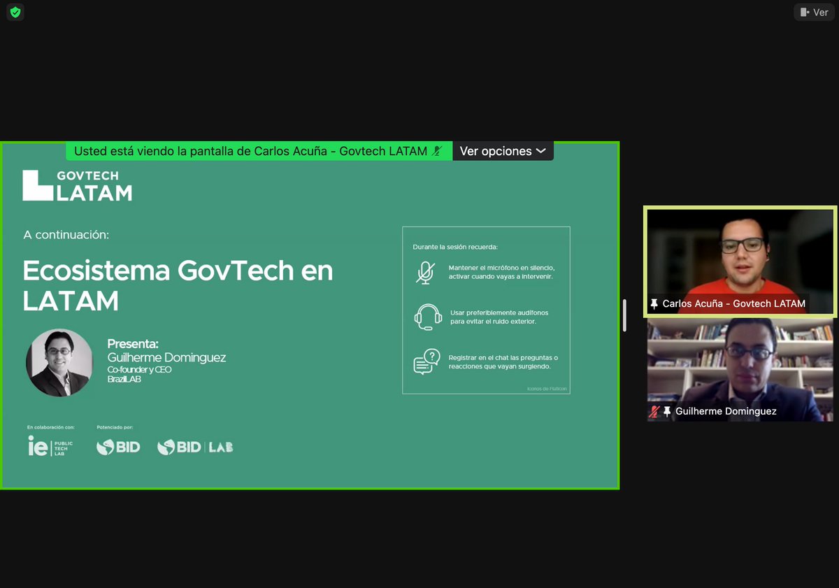 Hoy concluimos el primer día del #BootcampGovTech2023 🥾💥Agradecemos a las startups participantes por sus contribuciones y a los speakers: <a href="/Ja_Madariaga/">Javier Madariaga</a> , <a href="/guidominguez/">Guilherme Dominguez</a> , @rpcolon  y #AdrianaSalazar.  ¡Seguimos construyendo el ecosistema GovTech en Latinoamérica y Caribe!