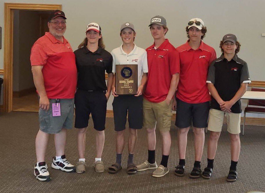 Lomira golfers won the D2 Regional held at the Fairways of Woodside with a score of 320.  Pierce Zimmel took first place individually while Preston Jung took 2nd