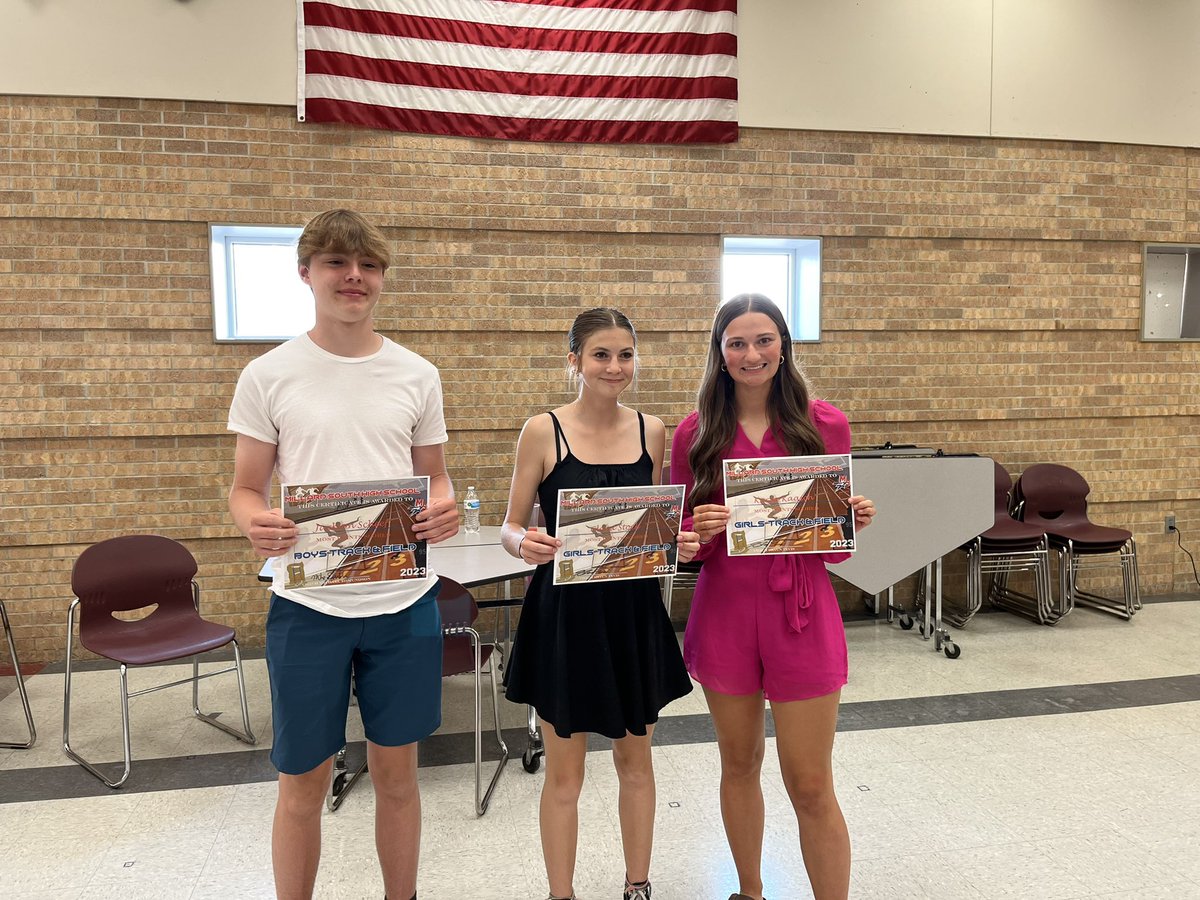 The most points scored award is given to the athlete who contributed the most team points at each level. At the freshman level we had Jackson and Clara in the track events. In the field events, Carter (not pictured) and Kacee.