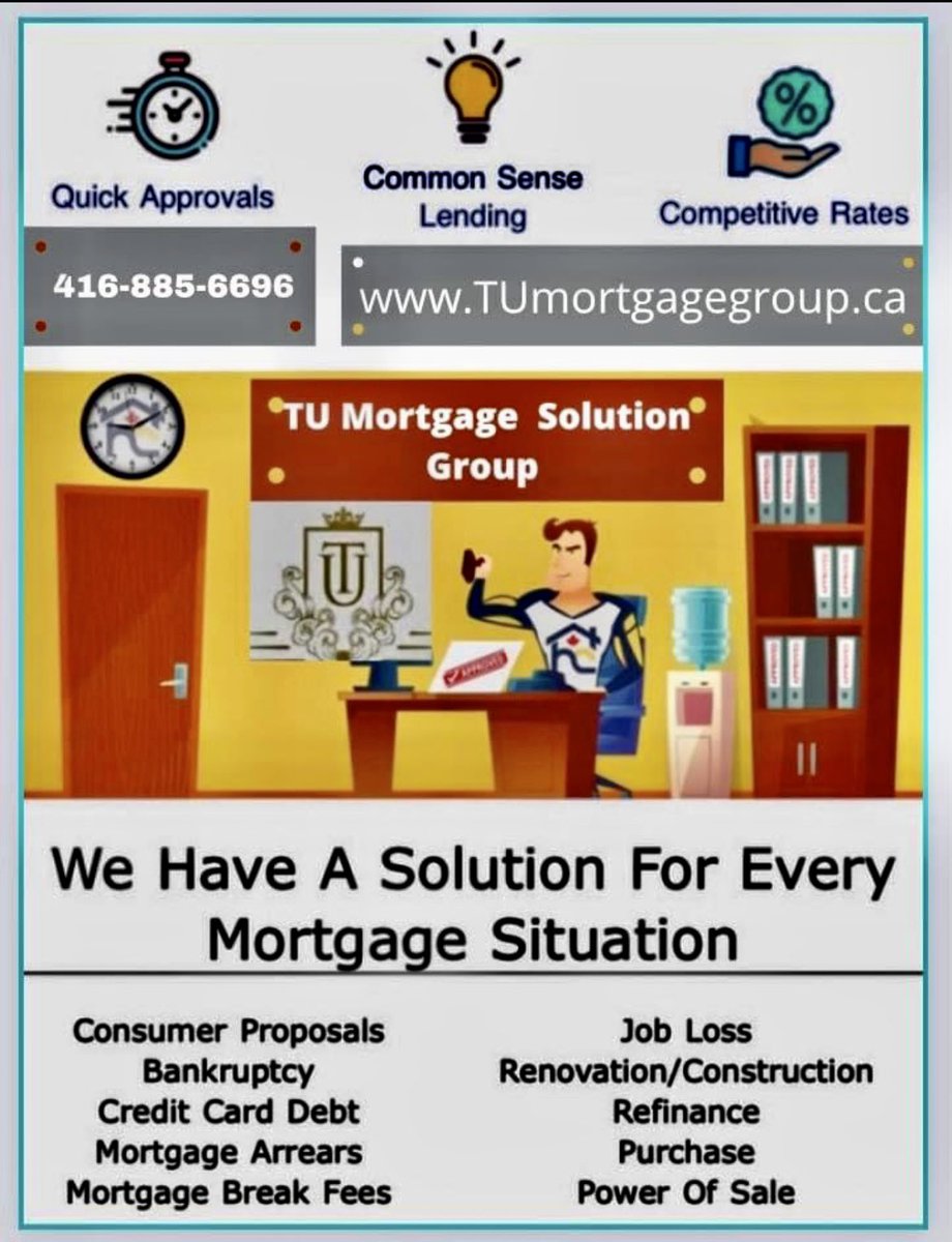 ☀️ Quick Close  Special ☀️
We focus in each situation and we provide you solutions ..  
📞 416-885-6696 

Submit Your Deal To:
Info@TUmortgagegroup.ca 

#mortgage #privatemortgage #loans #solutions #lender #hipoteca #prestamo #mortgageadvisor #mortgageadvise #mortgagetips