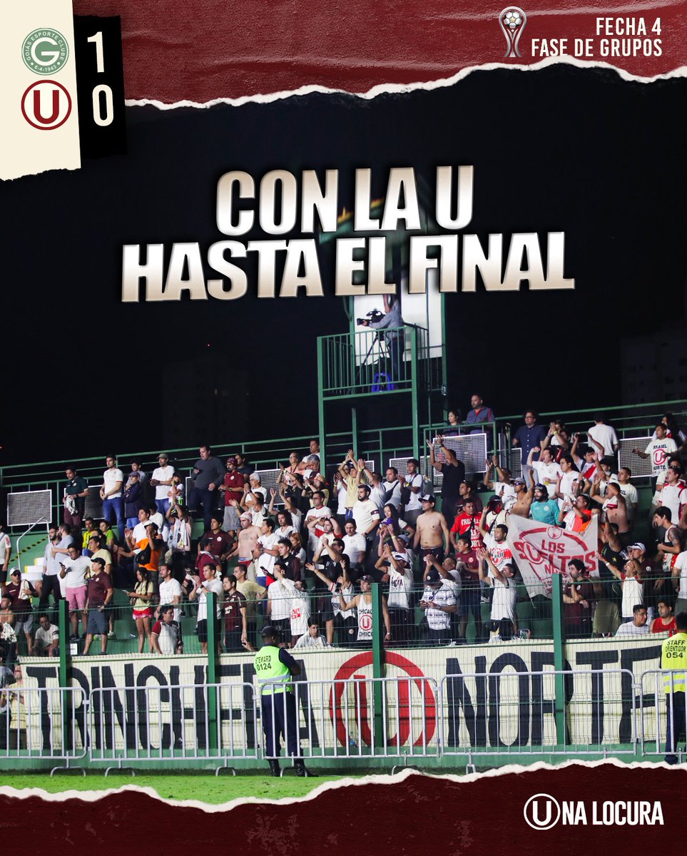 ¡Con la U hasta el final!

⚽️ Goias 1 - 0 Universitario.

🏆 Copa Sudamericana
📌 Fase de grupos /  Fecha #04

#YDaleU
#UnaLocura 
#CopaSudamericana