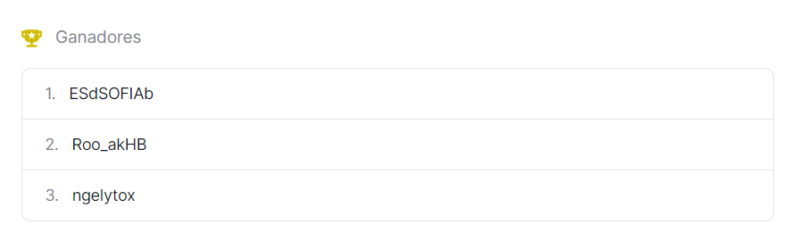 Felicidades a los ganadores.

1. Caja HC <a href="/ESdSOFIAb/">mak</a> 
2. Saco 20c @Roo_akHB 
3. Moneda de 10c <a href="/ngelytox/">🌟😇 @𝕟𝕘𝕖𝕝𝕪𝕥𝕠𝕩 😇🌟</a>