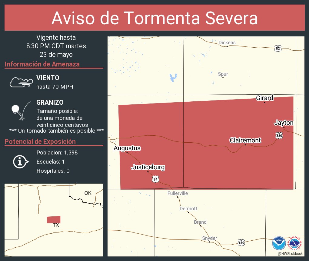 NWS Lubbock on Twitter "Aviso de Tormenta Severa incluye Jayton TX