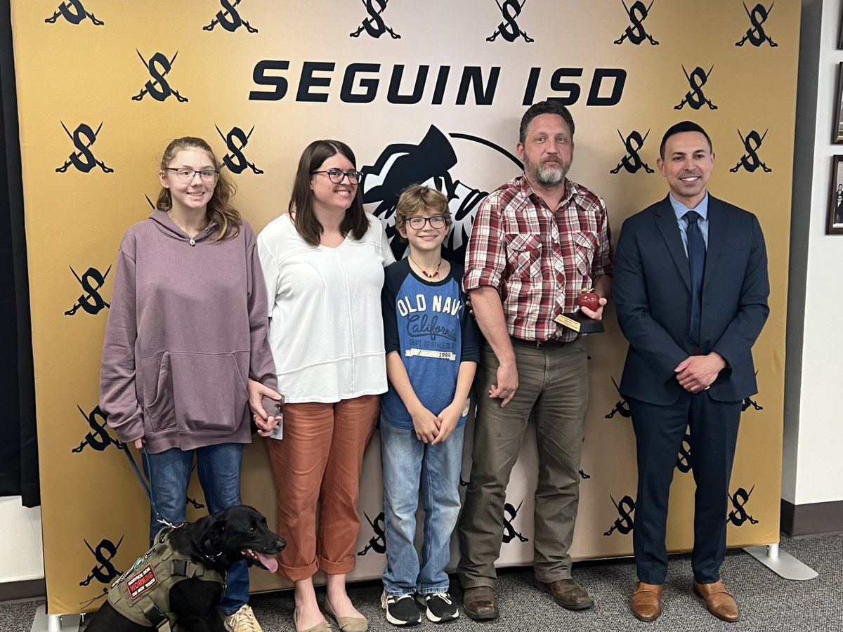 Congratulations to <a href="/SeguinHSTx/">Seguin High School</a> Construction Trades teacher Jason Rice on being named the Superintendent’s Golden Apple Award winner for May. Mr. Rice is a tremendous example for his students and with his help they will graduate #CareerReady. We are proud he is a part of #TeamCTE.