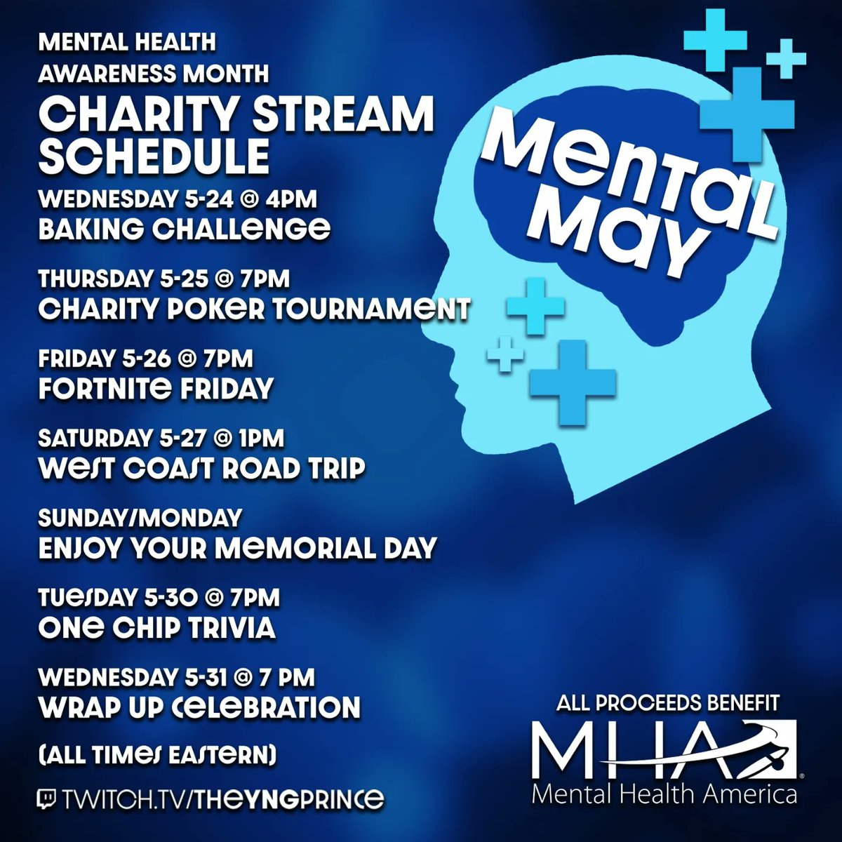 Mental May charity streams start TOMORROW! We're in the kitchen trying to find out if I can beat pro bakers. Starting at 4pm!