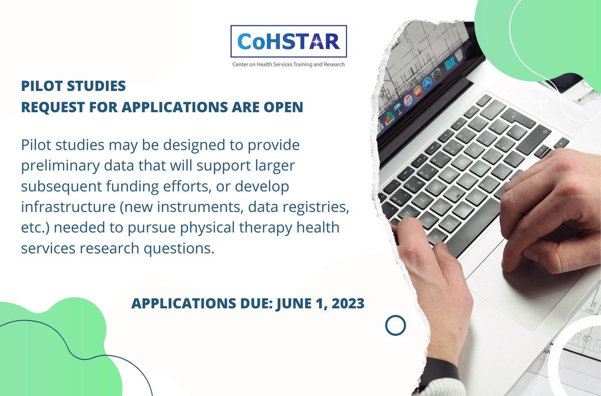 Letters of Intent due for the CoHSTAR Pilot Studies Program on June 1, 2023. See the request for applications at bu.edu/cohstar/resear… @MR3Network @BrownLTCQI @AOTAInc @MR3Network @BrownLTCQI @AOTFoundation @AOTAInc @CoHSTAR_PT @Foundation4PT @MR3Network @ResearchAPTA
