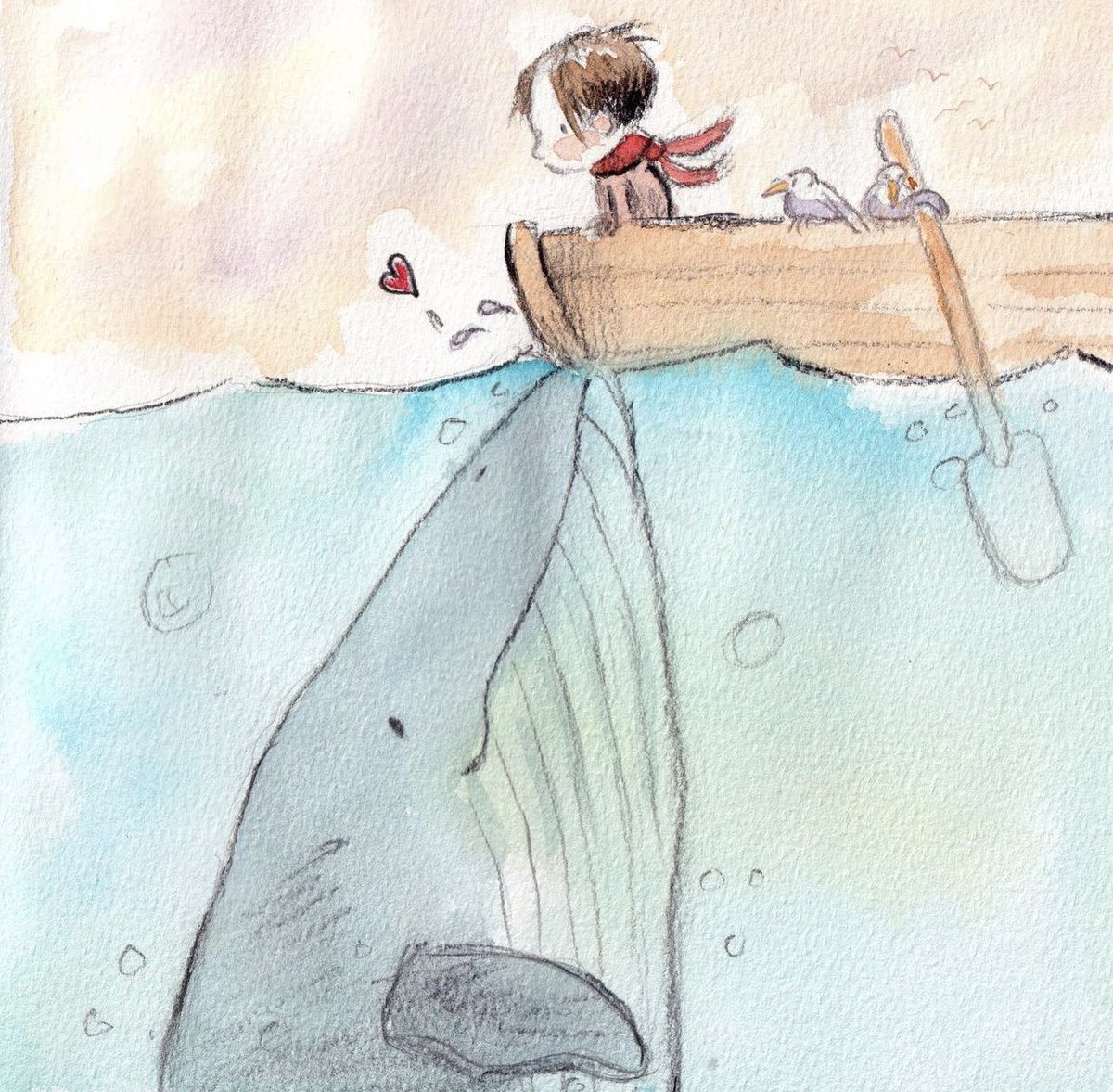 Happiness is a whale smooch. #kidlitart #childrensbooks #illustration