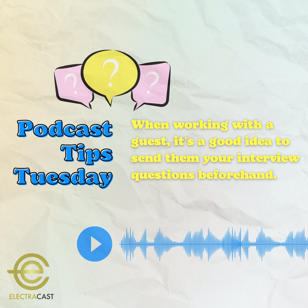 Happy Tip Tuesday! Here's a little piece of advice for you and your guest from Electracast Media!

#podcast #podcastingtips #electracastmedia