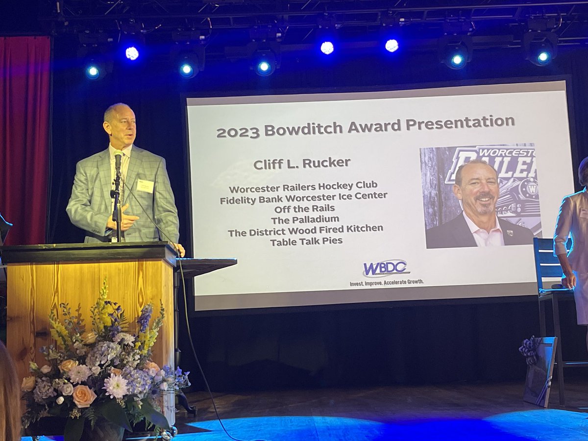 On Tuesday, Worcester Railers Owner Cliff Rucker was honored by @WorcesterBDC with the 2023 Bowditch Award!

The award is given out annually to the recipient who has exceeded the WBDC’s expectations for economic development in the Worcester Region.

Congrats Cliff!

@BowditchLaw