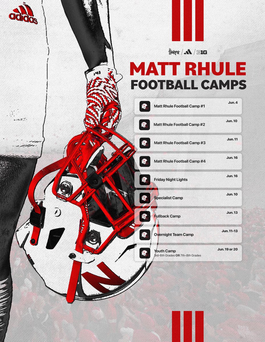Nebraska Football on Twitter "Husker summer football camps are open