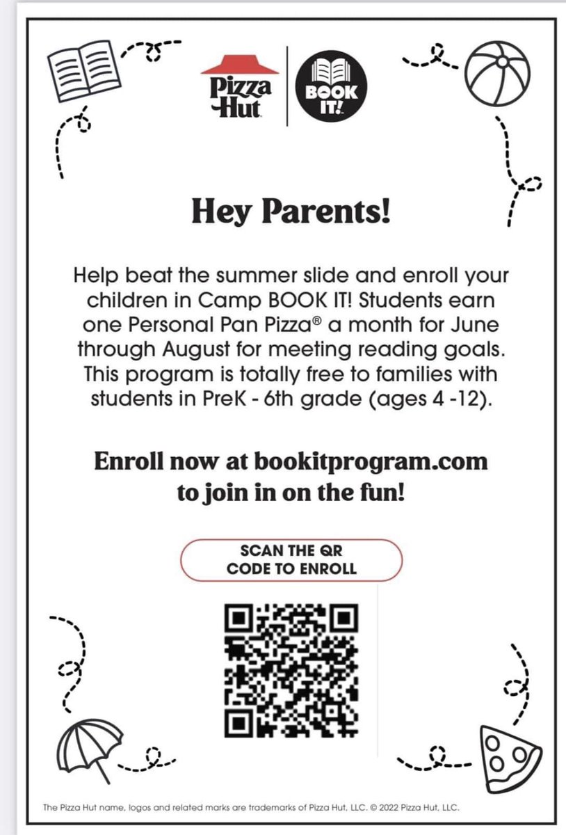 MsJennaMorrell's tweet photo. ATTN teachers at @jtownelementary: Share @pizzahut’s Book It Summer Reading Program with families as an incentive to reducing summer slide. I have signed my son up and it’s super easy (and nostalgic!). #BookItProgram @PilleErin @JtownElemAP https://t.co/NvlQadObjL