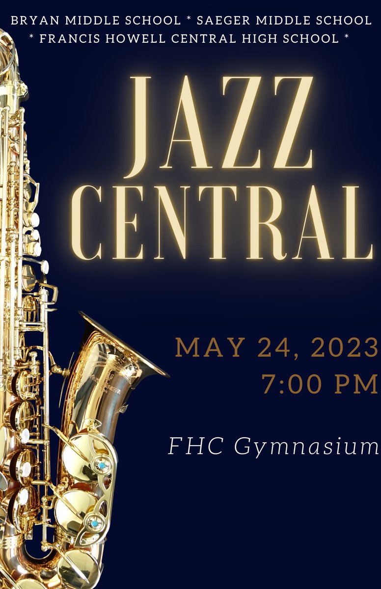 fhcspartanbands's tweet photo. As we wrap up our school year, the FHC Bands along with Saeger Bands and Bryan Bands would like to invite you out for a final evening of wonderful jazz music.  Jazz Central will held tomorrow night at 7pm featuring 7 jazz groups from all three schools. https://t.co/9aPWw0n81e