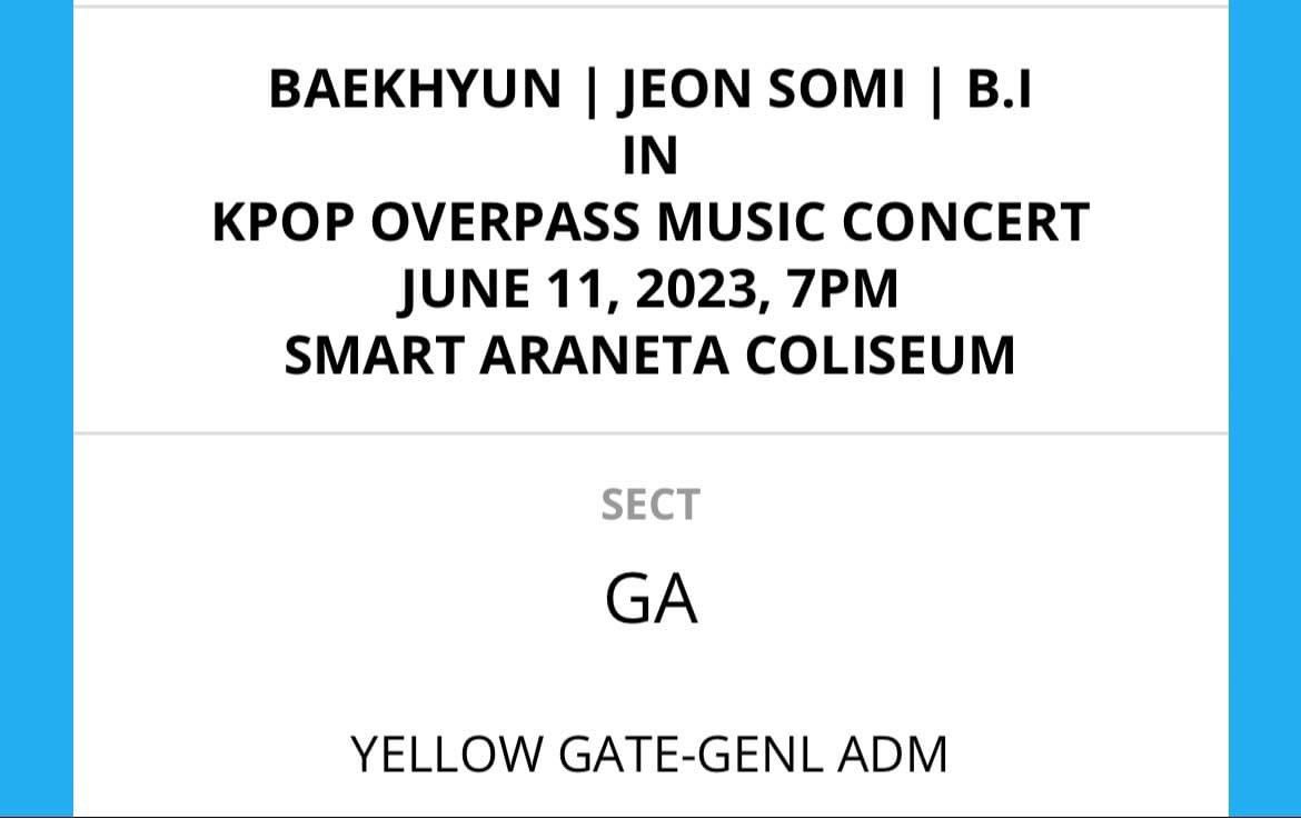 WTS LFB PH Only 

KPOP OVERPASS General Admission Ticket 

💵 PHP 2500 only 

📍RFS: upgrading and walang time pumunta ng araneta to get the upgrade 
📍PAYO, can meet up around BGC/Taguig area 

pls hehe gusto ko mag upgrade 🥴😵‍💫

🏷️ baekhyun exo somi bi kpop overpass ticket ga