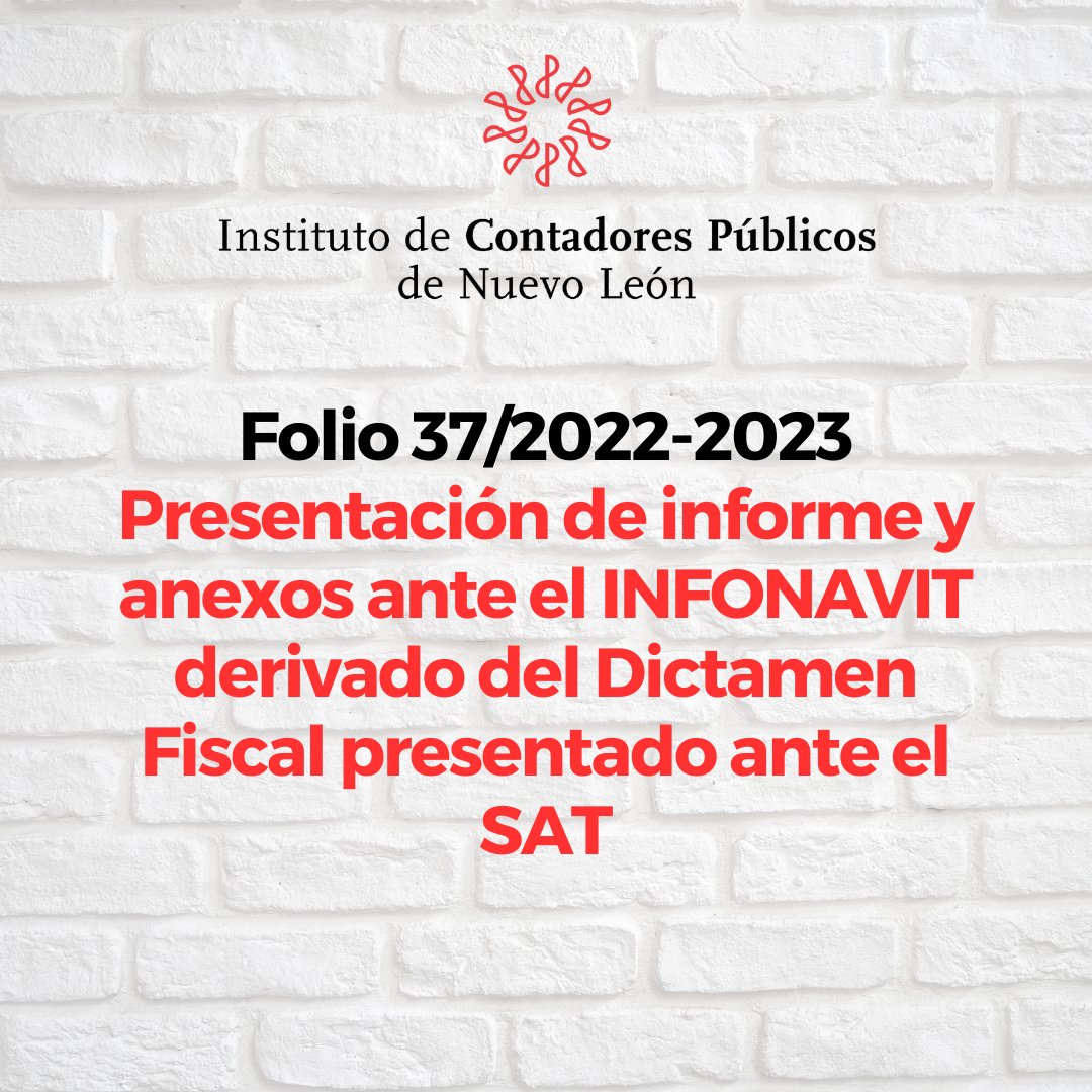 ICPNL's tweet photo. IMCP INFORMA 🗣
Folio 37/2022-2023 👈 https://t.co/1NL3rc1Yef
📌 https://t.co/4PWrG8OxAe
#TransformandoElFuturoContable #Contador4.0 #ICPNL #SoyICPNL https://t.co/i54CmtWOia