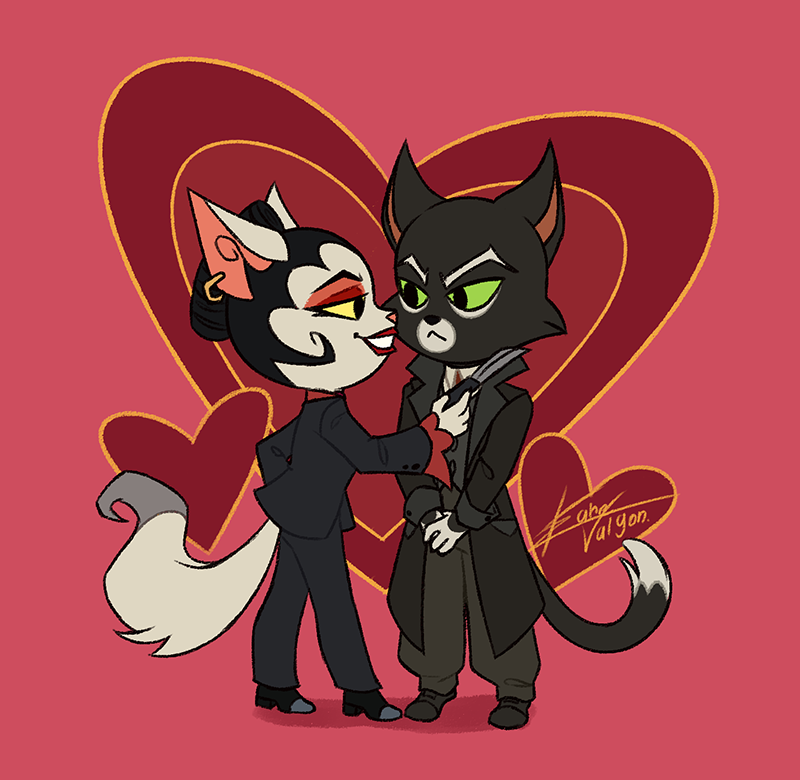 Continuing my lackadaisy chibi ships collection I bring you Mordecai and Serafine!

Both these characters have an edge to them and I just adore seeing them interact 🖤❤️

#Lackadaisy #lackadaisyfanart #MordecaiHeller #SerafineSavoy #Morfine