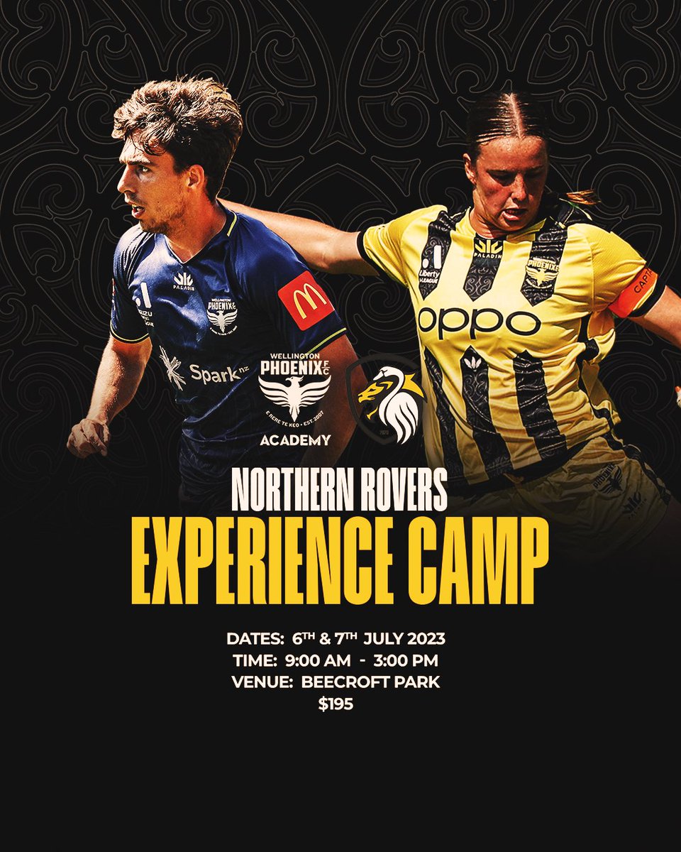 𝐖𝐞𝐥𝐥𝐢𝐧𝐠𝐭𝐨𝐧 𝐏𝐡𝐨𝐞𝐧𝐢𝐱 𝐄𝐱𝐩𝐞𝐫𝐢𝐞𝐧𝐜𝐞 𝐂𝐚𝐦𝐩𝐬 

We've got some Experience Camps coming up in July at both <a href="/NorthlandFC/">Northland FC</a> &amp; <a href="/northernrovers/">Northern Rovers FC</a> 

Register now! 🙌

👉shorturl.at/HM267

💛🖤