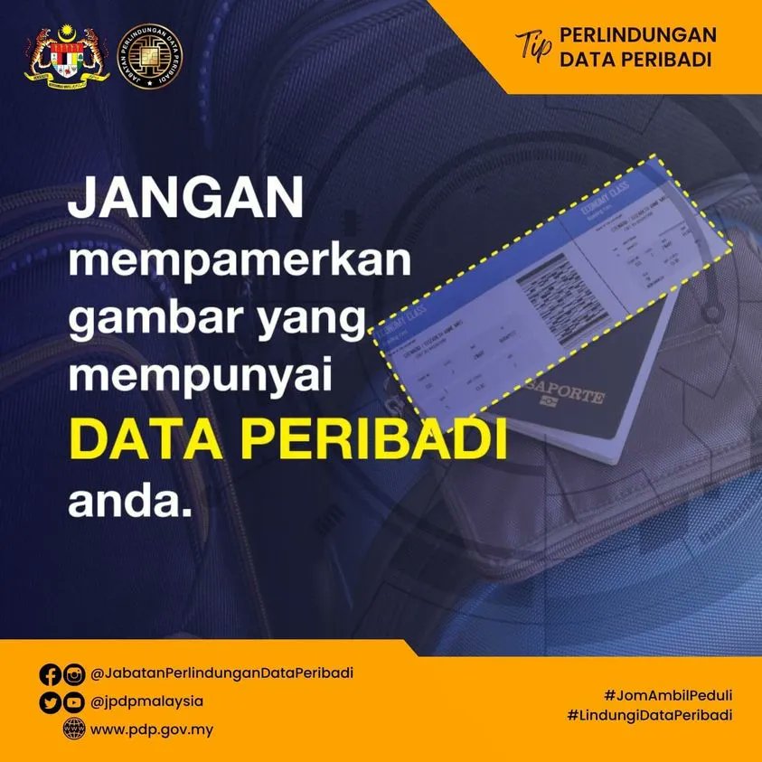MKNSarawak's tweet photo. PERHATIAN!! Jangan mempamerkan gambar yang mempunyai Data Peribadi anda di media sosial atau kepada pihak lain yang meragukan. 

Kredit : Jabatan Perlindungan Data Peribadi Malaysia

#MKNSarawak 
#MajlisKeselamatanNegara 
#MalaysiaMADANI 
#DemiPertiwi 
#Sarawak 
#fypシ #fyp https://t.co/ne62DhVEo2