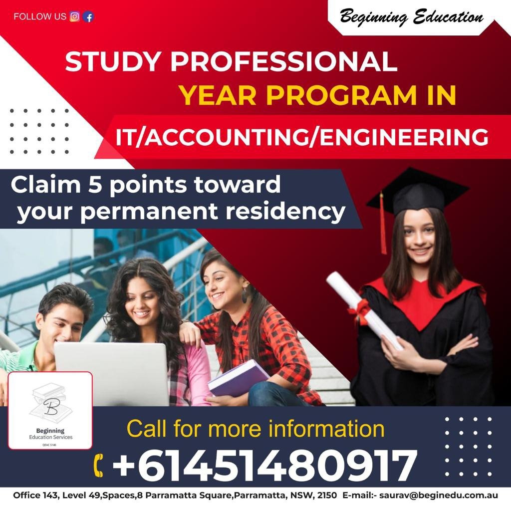 Take a step towards your dreams and enroll in one of these courses. 📚 Get 5 points towards your #PermanentResidency while you do it! 🤩

☎️ Call: +61451480917
✉️ admissions@beginedu.com.au
🌐 beginedu.com.au

#ITCourse #AccountingCourse #AustraliaPR #StudyAustralia