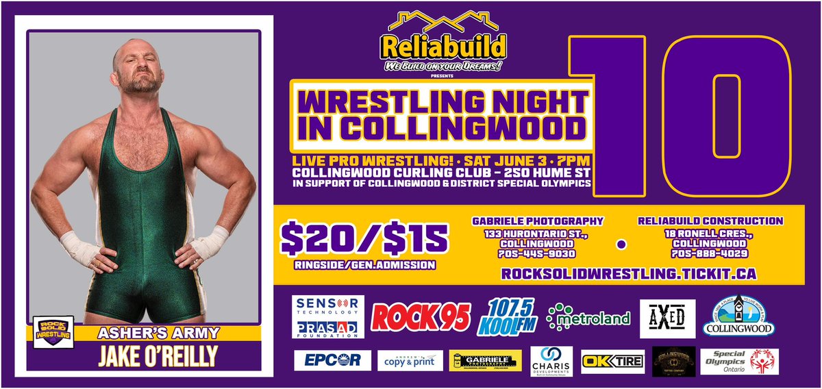 RockSolidPro's tweet photo. Is someone getting a piledriver June 3rd in #Collingwood??
One half of the tag champs @Irishjake15 is a part of #AshersArmy at our 10th anniversary #WrestlingNightInCollingwood!
Be there: https://t.co/iMyX0z0U1u https://t.co/CzoT7xGyQZ