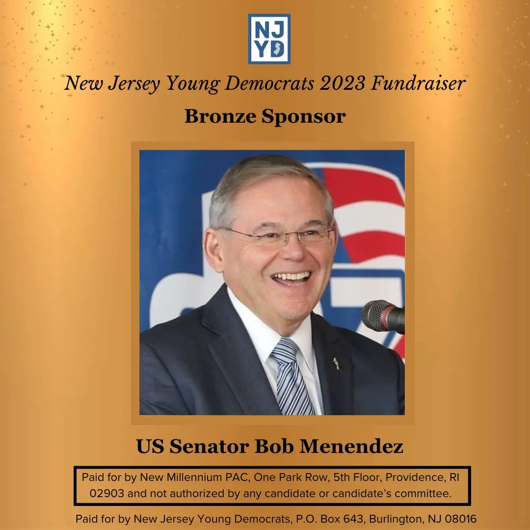 NJ Young Democrats (@njyoungdems) on Twitter photo Thank you <a href="/BobMenendezNJ/">Menendez for NJ</a> for being a Bronze Level Sponsor for the NJYD 2023 Fundraiser!
Join us on Thursday, May 25th at 7pm at Watermark Asbury Park. Register here: bit.ly/NJYDFUN2023 Thank you <a href="/BobMenendezNJ/">Menendez for NJ</a> for being a Bronze Level Sponsor for the NJYD 2023 Fundraiser!
Join us on Thursday, May 25th at 7pm at Watermark Asbury Park. Register here: bit.ly/NJYDFUN2023